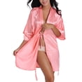 thumbnail image 4 of Tqcoqu Women Hot Fix Casual Solid Color Simulated Silk Home Clothing Robes, 4 of 6