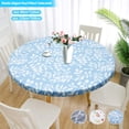 thumbnail image 1 of Ihvewuo Elastic Edged Vinyl Fitted Tablecloth Flannel Backed & Elastic Edge Table Cover Indoor Outdoor Round Fitted Vinyl Table Cloth Oil & Waterproof Wipeable Table Protector, 1 of 7