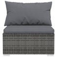 thumbnail image 2 of vidaXL 3-Seater Sofa with Cushions Grey Poly Rattan, 2 of 4