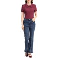 thumbnail image 2 of INSPIRE CHIC Chemise Douce à Col Claudine Vintage pour Femme, Boutonnée, S Rouge Foncé, 2 of 8