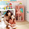 thumbnail image 2 of Costway Bibliothèque Rotative pour Enfants à 2 Niveaux, Autoportante, Présentoir Pivotant à 360°, Étagère de Rangement, Rose, 2 of 10