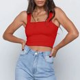 thumbnail image 4 of AherBiu Crop Tops pour Femmes Col Carré Sans Manches Couleur Unie Extensible Ajusté Confortable pour Sortir, 4 of 6