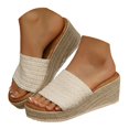 thumbnail image 1 of Mepaouo Sandales à Talon Compensé pour Femmes, à Enfiler, Espadrilles, Plateforme, Été, Plage, Marche, Chaussures à Semelle Plate, 1 of 7