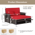 thumbnail image 4 of Costway Causeuse de Patio en Rotin Ensemble Lit de Jour Salon Ottomane de Rangement Tables d'Appoint Ajustable Rouge, 4 of 10