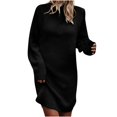 thumbnail image 1 of Yuyuzo Women Basic Sweater Dress Long Sleeve Turtleneck Ribble Knit Pullover Sweaters Mini Short Dresses, 1 of 4