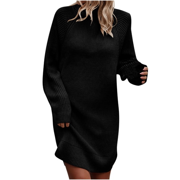 Yuyuzo Women Basic Sweater Dress Long Sleeve Turtleneck Ribble Knit Pullover Sweaters Mini Short Dresses