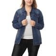thumbnail image 5 of GRACE & GRANDEUR Women's Plus Jean Jacket Button Closed Cropped Denim Jacket, 5 of 5
