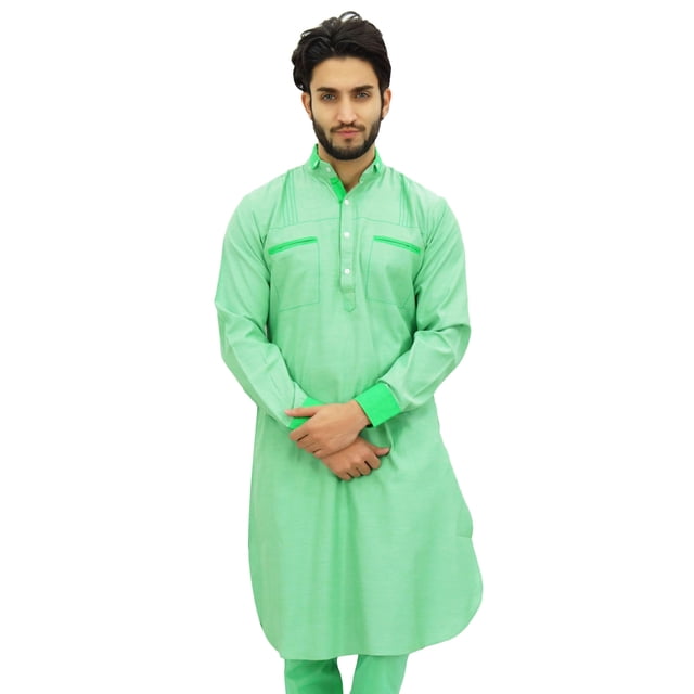 Atasi Ensemble Kurta Pyjama Vert Style Pathani pour Homme Chemise Punjabi pour Homme-G