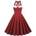 thumbnail image 1 of Babysbule Liquidation Femme Robes d'Été Mode Femmes Été Rétro Décontracté Chandail à Pois Aguichant Sans Manches Longue Robe, 1 of 6