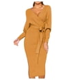 thumbnail image 2 of QIPOPIQ Robes pour Femmes pour Invitée de Mariage Fête Manches Courtes Nouvelle Robe d'Automne et d'Hiver d'Été Aguichant à Col en V à Nouer Robes à Manches Longues Offres 2023, 2 of 7