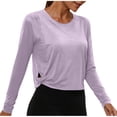 thumbnail image 1 of cfhntfmh Hauts Courts à Manches Longues pour Femmes, Chandails d'Entraînement Athlétiques de Gym, T-Shirt Court à Col Rond, Chandail de Course pour Femmes, 1 of 7