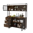 thumbnail image 2 of OXYLIFE Kitchen Sideboard Buffet, Metal Mesh Door Pantry Storage Cabinet Walnut, 2 of 6