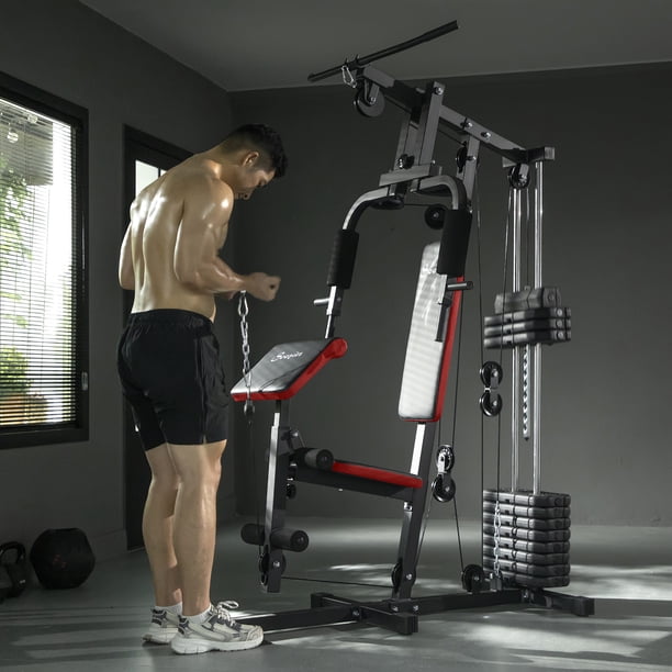 Soozier Home Gym Equipment Workout Machine with 143lbs Weight