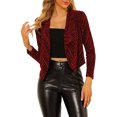 thumbnail image 1 of INSPIRE CHIC Women's Sparkle Long Sleeve Draped Collar Cropped Cardigan XL Red, 1 of 7