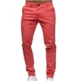 thumbnail image 1 of Babysbule Clearance Mens Pants Men's Casual Button Open Slim Fit Straight Solid Color Trousers, 1 of 5