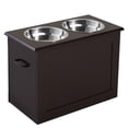 thumbnail image 1 of PawHut Elevated Dog Bowls, Pet Feeder for Large Dogs with Storage, Coffee, 1 of 10