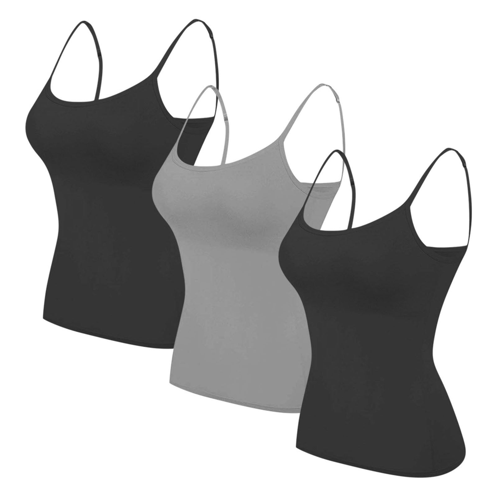 Timegard Débardeurs 3 Pcs pour Femmes Grande Taille Col Rond Camis Ajustés Doux Décontractés Couleur Unie Sans Manches