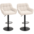 thumbnail image 1 of HOMCOM Adjustable Bar Stools Set of 2, Swivel Tufted Fabric Barstools, 1 of 10