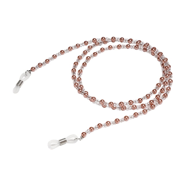 Chaîne de Retenue pour Lunettes de Lecture, Lunettes de Soleil, Chaîne Perlée, Lunettes Rétro, Corde Perlée, Support de Sangle pour Lunettes, Décoration, Brun Rouge