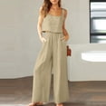 thumbnail image 1 of zanvin Ensembles 2 Pcs pour Femmes, Ensemble Décontracté 2 Pcs pour Femmes en Lin avec Short, Haut Sans Manches, Veste, Haut/chemise Sans Manches à Col Ras du Cou, 1 of 5