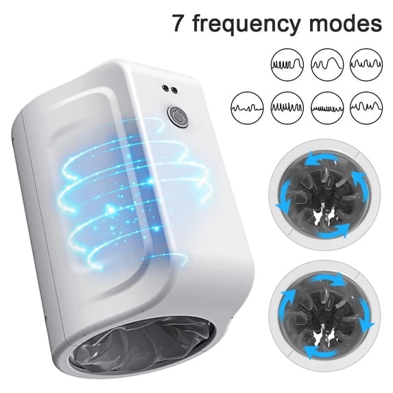 Waterproof Automatic Male Masturbator Cup with 7 Powerful Rotating Modes Mens Vibrating Stroker Sex Toys White