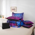 thumbnail image 4 of Erosebridal Ensembles de Literie Geometry Format Simple pour Ados, Ensembles de Couette Violet Bleu avec Draps, Déco Galaxie Bling, Réversible 7 Pcs, 4 of 5