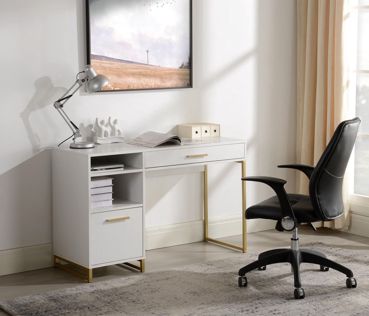 Mainstays Bureau d’écriture en bois et métal avec 1 tiroir et 1 porte pour adulte adolescent, 29,92 po.