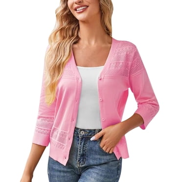 AherBiu Womens Sweater Cardigan Button up Crochet Knitted V Neck Jackets Lighweight 2024 Trendy Fall Winter Coat