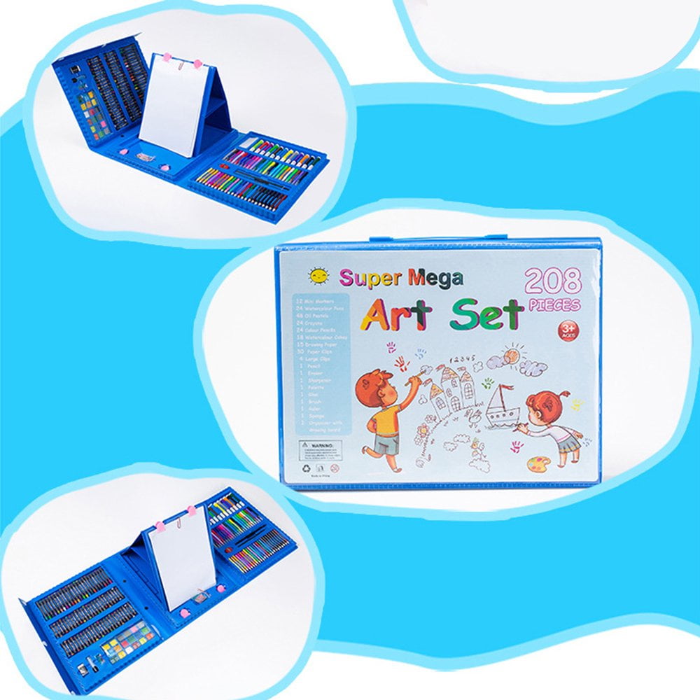 Art Supplies Set 208-Pack Drawing Art Set Kits With Trifold Easel