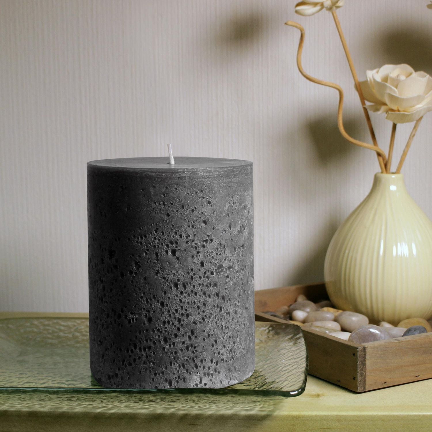 Hometrends 5" Dark Amber & Peony Scented Pillar Candle