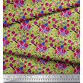 thumbnail image 2 of Soimoi Green Rayon Fabric Leaves & Ranunculus Floral Fabric Prints By Yard 56 Inch Wide, 2 of 3