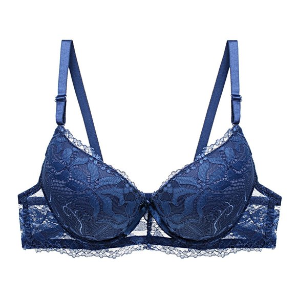 Gpoecd Soutiens-gorge Sans Fil pour Femmes, Bretelles Fines, Dentelle, Galbant, Push-Up, Légèrement Rembourré, Bas, Quotidien, Décontracté, Soutiens-Gorge pour Femmes, Bleu, P