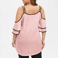 thumbnail image 4 of Yuyuzo Cold Shoulder Tops for Women Plus Size Ruffle Short Sleeve Shirts Keyhole V Neck Pleated Irregular Hem Blouses, 4 of 6