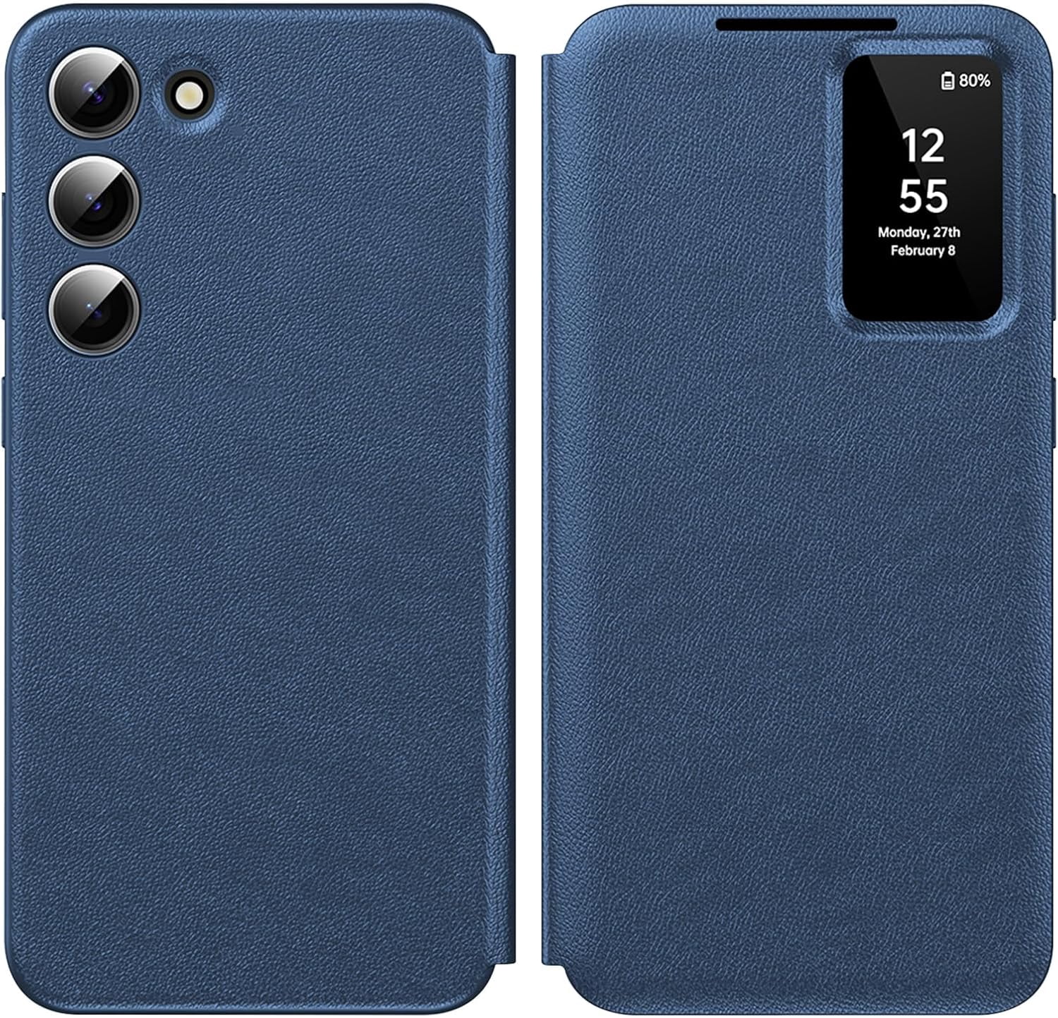 MYKOMI for Samsung Galaxy S23 with Smart Small Screen View, S-View Wallet Phone Case, for Samsung S23 Case Smart Window Cover Hard Flip Leather Protective Cover for Samsung S23 5G Case