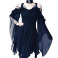 thumbnail image 2 of Robe à Épaules Dénudées Été Mode Femme Sombre en Amour Manches à Volants Robe Midi Gothique à Épaules Dénudées, 2 of 9