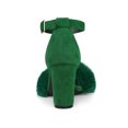 thumbnail image 2 of BLISSFUL STEP Women's Ankle Strap Faux Fur Block Heels Sandals Green (Size 9), 2 of 6
