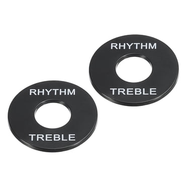 Unique Bargains Guitar Toggle Switch Washer Plate Rhythm Treble Ring Black with White Letter for Electric Guitar 2pcs
