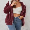 thumbnail image 4 of Womens Full Zip Up Sherpa Hoodie Fuzzy Fleece Jacket Oversized Fluffy Coat with Pockets, 4 of 9