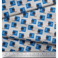 thumbnail image 2 of Soimoi Blue Rayon Fabric Monitor & Bossy Girl Print Fabric by the Yard 56 Inch Wide, 2 of 3