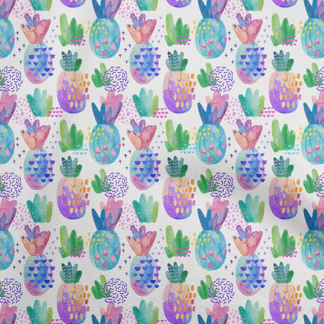 oneOone Tissu Polyester Spandex Bleu Clair Ananas Matériel de Robe Tissu Imprimé Tissu au Mètre 56 Pouces de Large