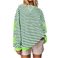 thumbnail image 4 of Swstbby Liquidation d'Économies d'Automne! Hauts d'Automne pour Femmes Grande Taille, Blouse Mode pour Femme à Col Rond à Rayures Imprimées Ample à Manches Longues Blouses Chandails Vert m, 4 of 5