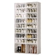 thumbnail image 1 of ANTBOX 9-Tier Stackable Shoe Organizer Cabinet with Magnetic Door, Portable Folding Design - Clear, 1 of 5