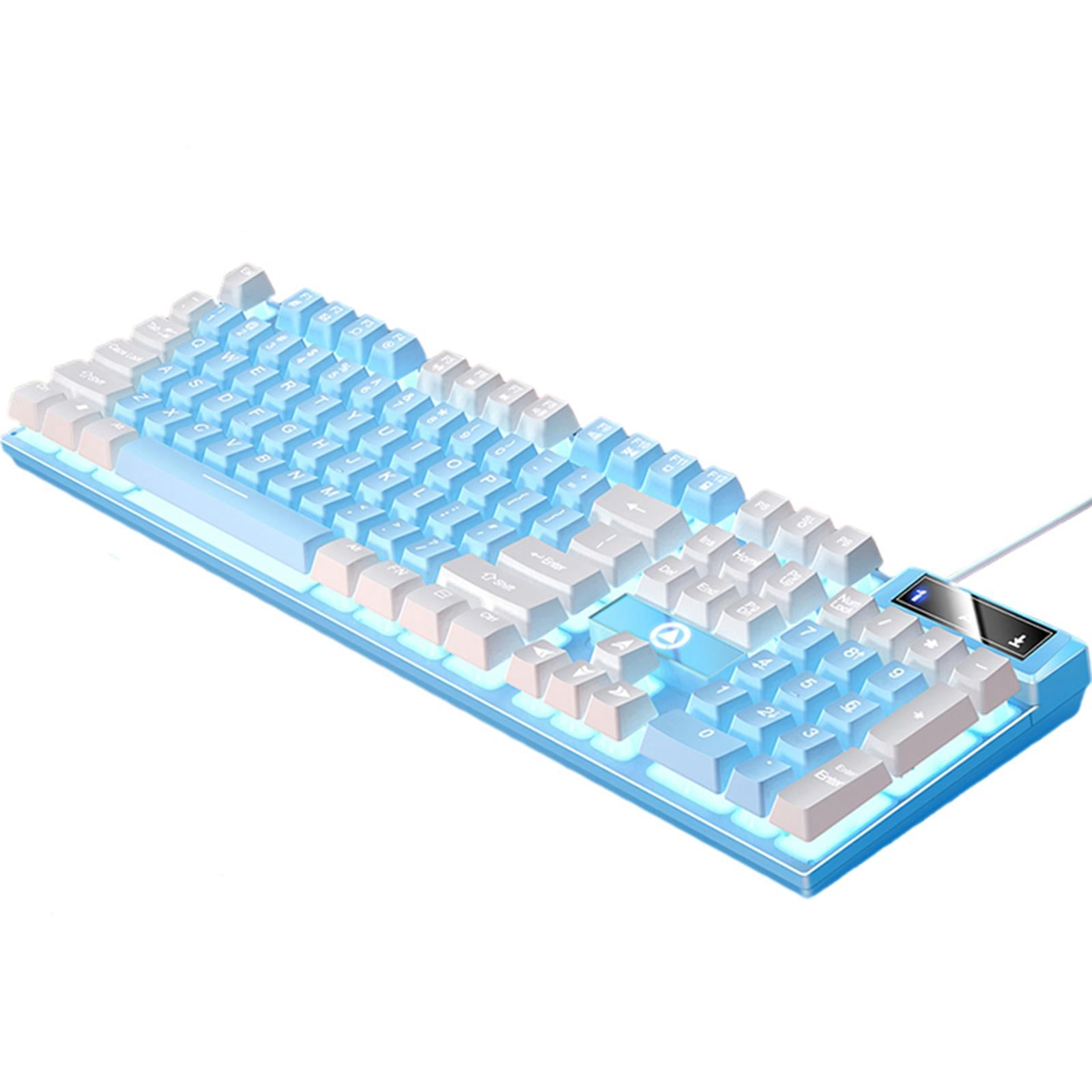 Wired Mechanical Gaming Keyboard USB LED Lighting Effects for PC Game Office Blue White