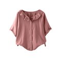 thumbnail image 1 of Blouses pour Femmes Décontractées à Col Rond Boutonnées T-Shirt Basique Confortable Détente Tendance Léger Été Vacances Chemise Douce 2025, 1 of 6