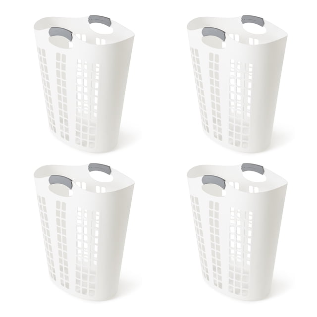 Gracious Living Easy Carry Flex Hamper, Laundry Basket w/Handles (4 Pack)