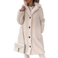 thumbnail image 1 of Innerwin Veste Sherpa à Manches Longues pour Femmes, Manteau Chaud en Polaire à Col Rabattu, Abricot 2TG, 1 of 3