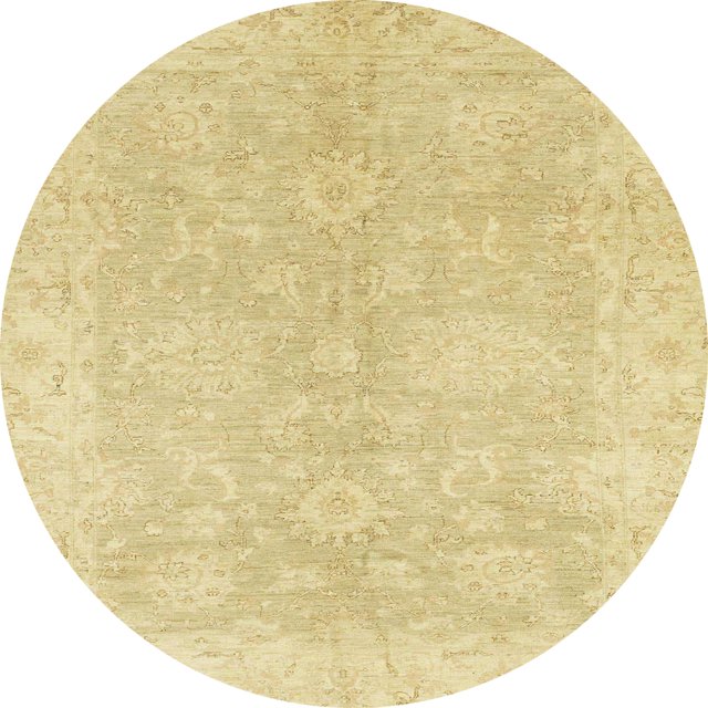 Ahgly Company Indoor Round Abstract Mustard Yellow Oriental Area Rugs, 7' Round