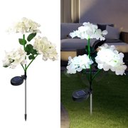 TIMIFIS Solar Lights Outdoor,1Pcs 3 Head Artificial Hydrangea Solar Garden Lights,Waterproofs L andscape Lights for Outside Yard Patio Pathway Décor