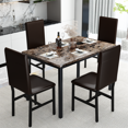 thumbnail image 2 of Stmoze Dining Table Set for 4, Kitchen Table and Chairs Set, Faux Marble Dining Table Set, Rectangle Dining Table with 4 Upholstered PU Leather Chairs, for Small Place, Apartment Home, Brown, 2 of 8