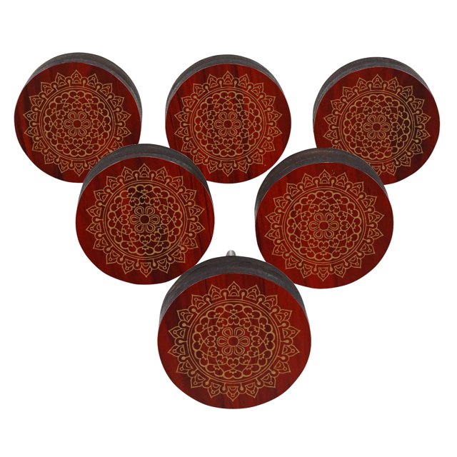 IBA Indianbeautifulart Mandala Rouge Gravé Boutons de Garde-Robe en Bois Tiroir 10 Pcs